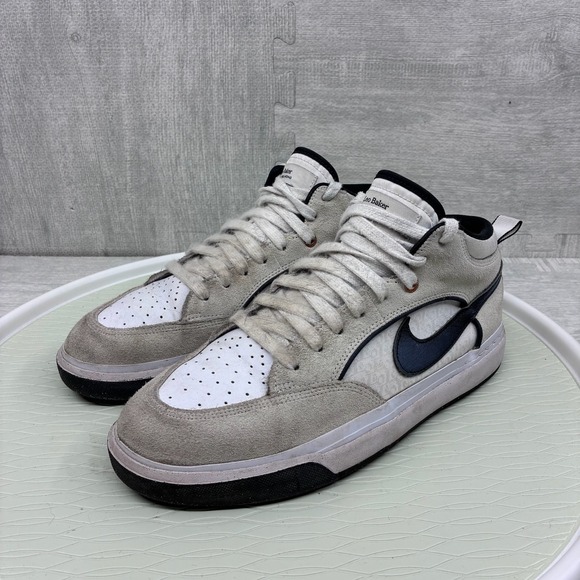 Nike SB React White Gray Leather Leo Baker Shoes Sneaker Mens 9.5 DX4361-100 - Picture 1 of 6